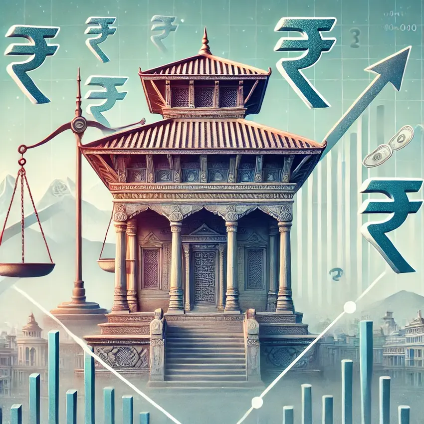 The representative image of economy and central bank of Nepal.